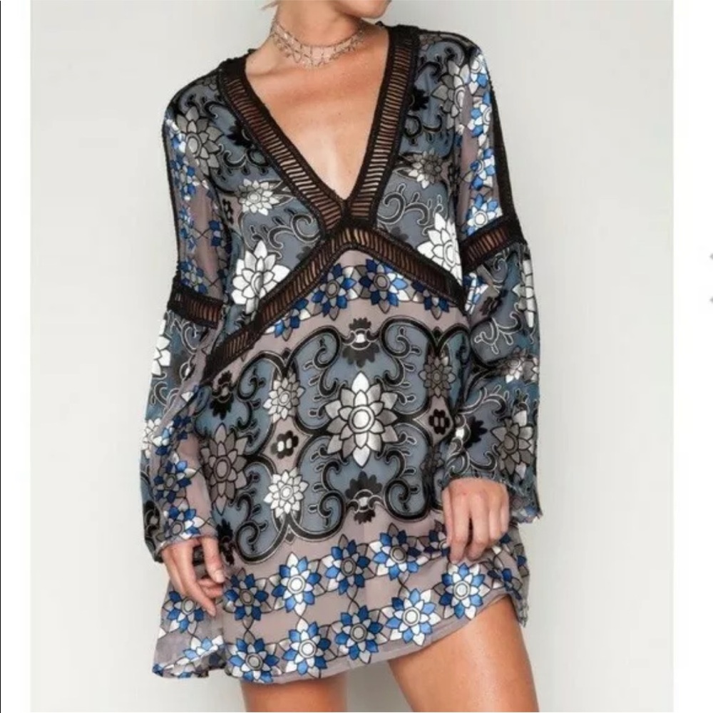 For Love and Lemons x Soleil Blue Juliet Mini Dress Jade